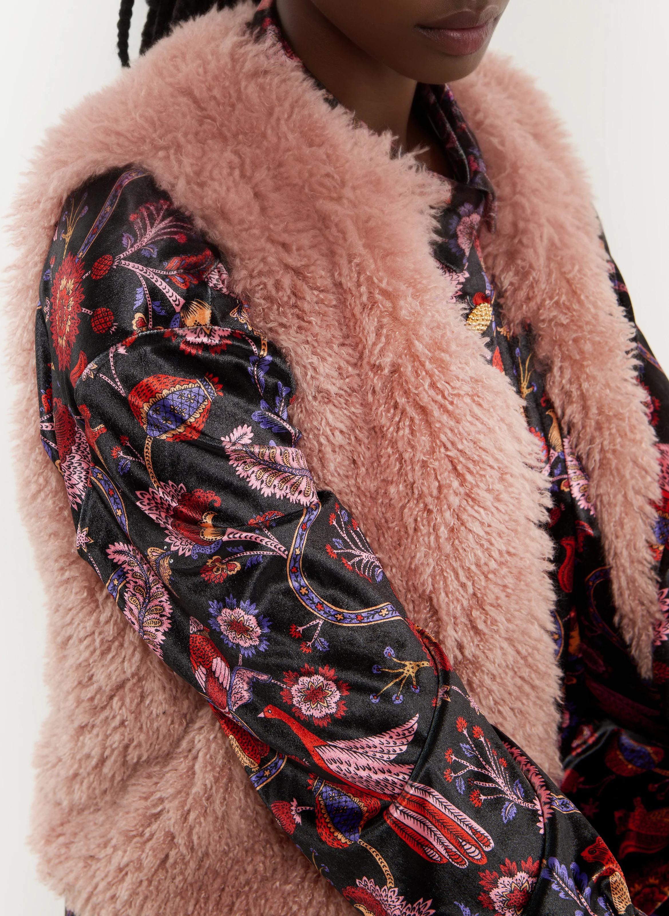 COLBI - Gilet droit sans manches effet fourrure| Rose