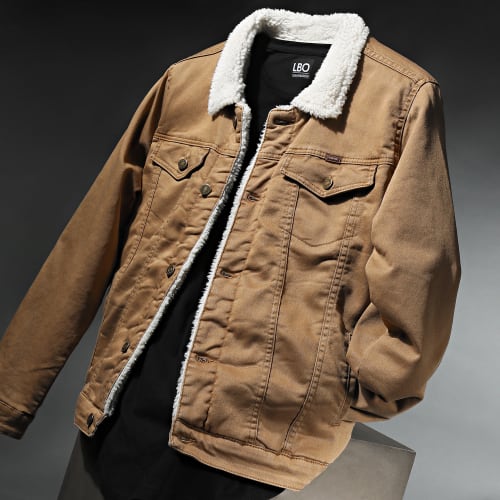 Veste Jean Super Skinny Fit Col Mouton 7001 Beige Foncé