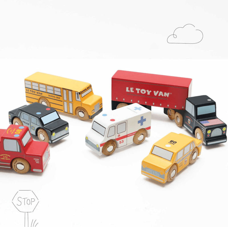 Le Toy Van New York Sett med 6 Trebiler