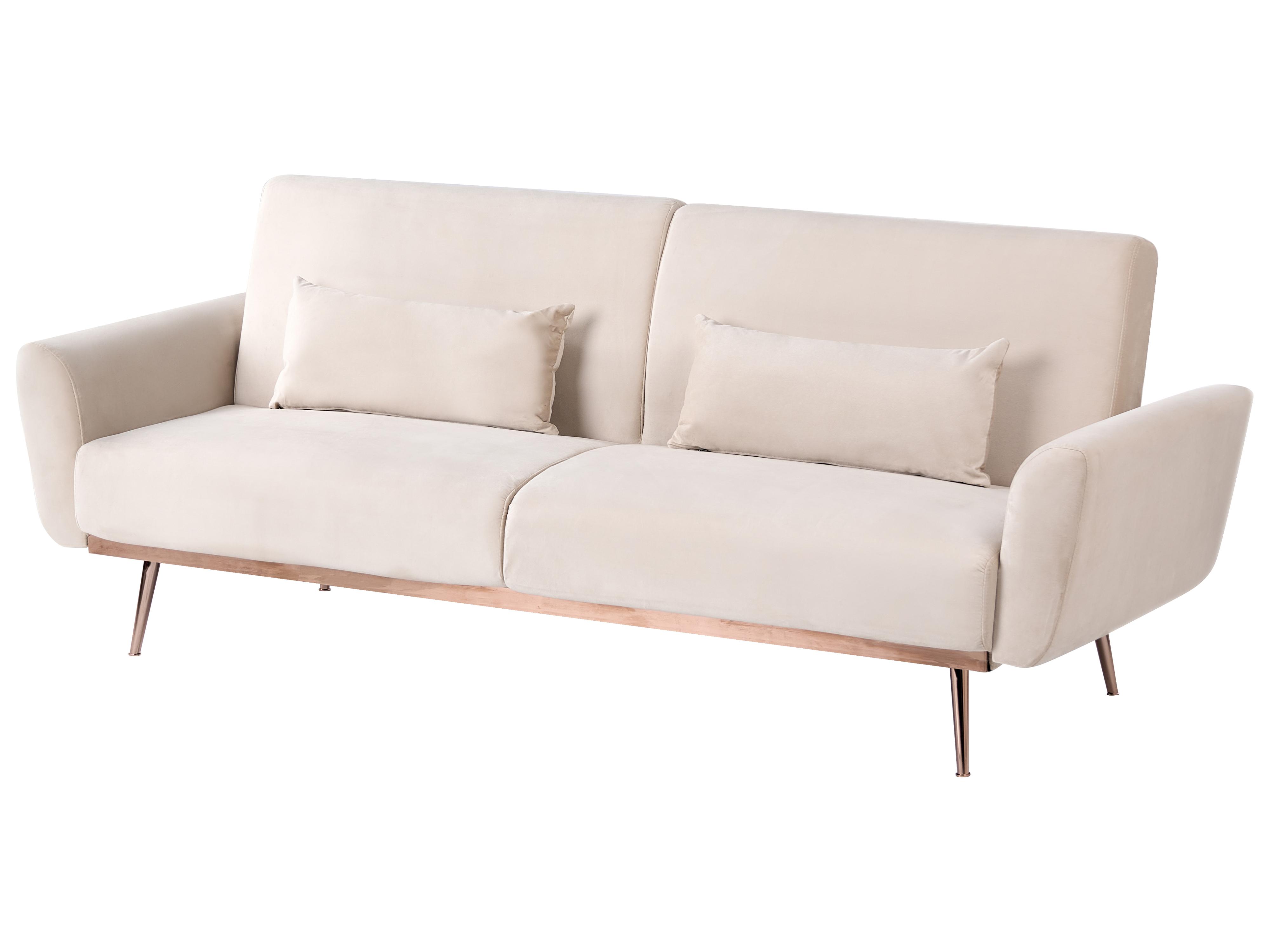 Slaapbank 3-zits EINA Fluweel Lichtbeige
