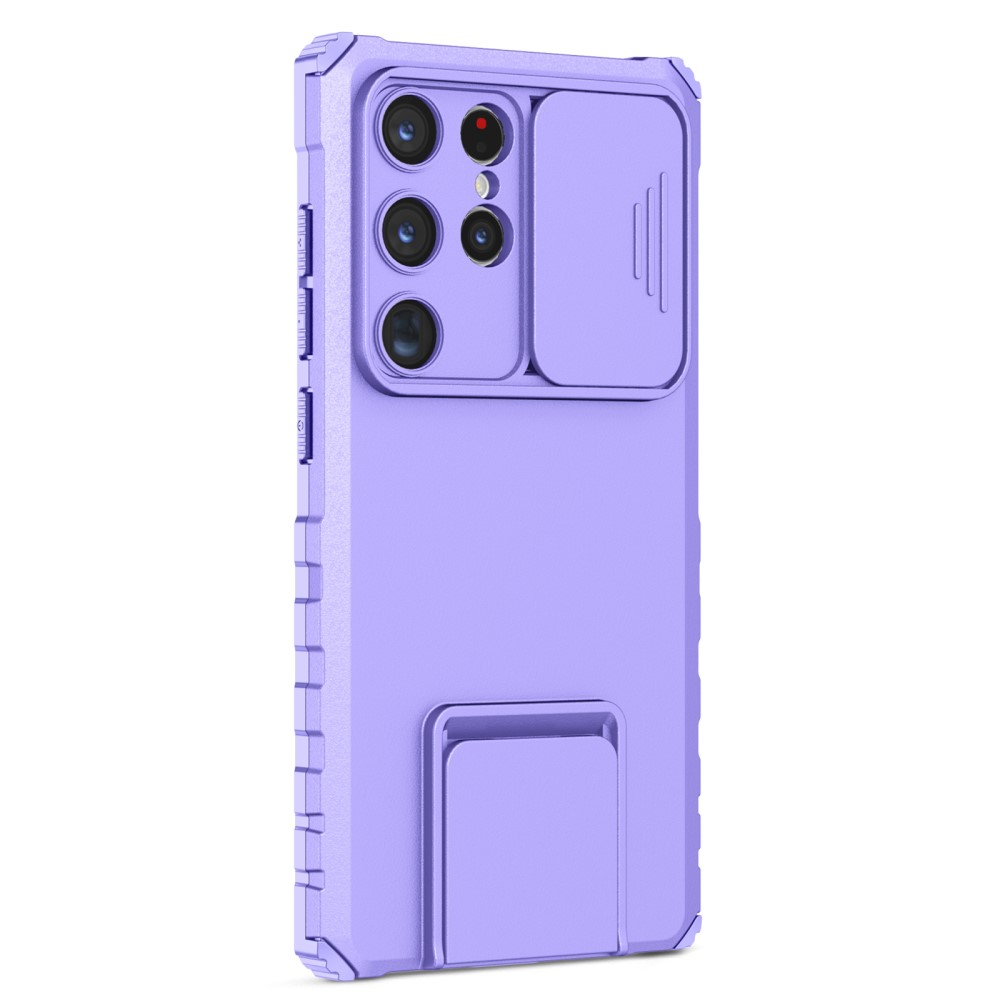 Samsung Galaxy S24 Ultra Hybrid Outdoor Hardcase Hülle mit Cam-Slider   Kickstand - Lila (Matt)
