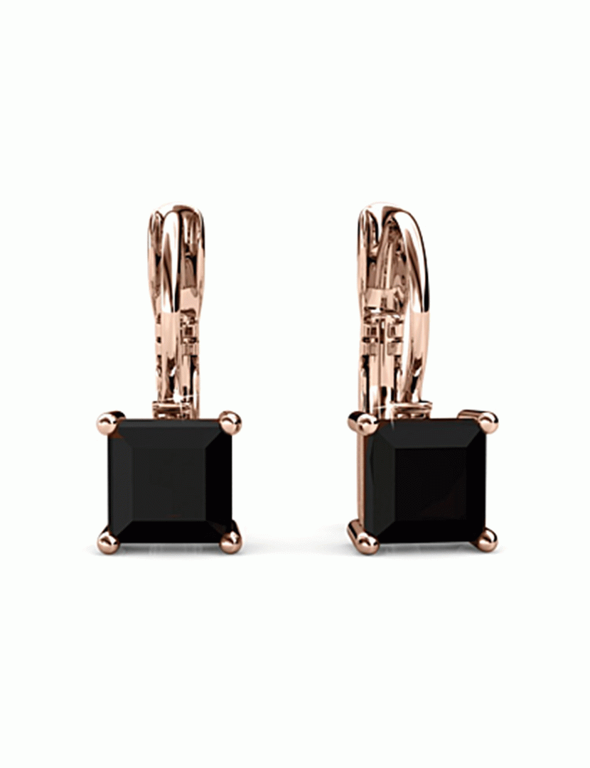 Square Earrings Black Rose Gold