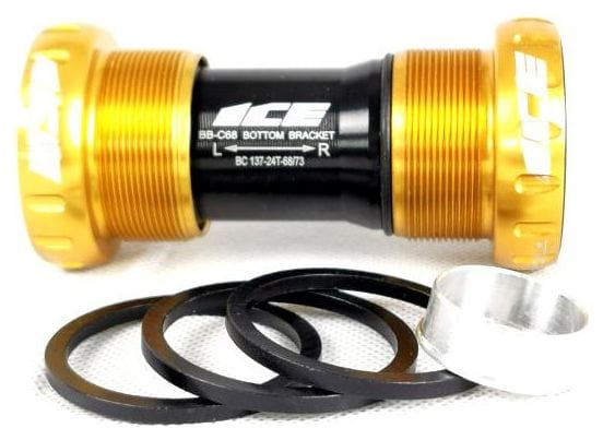 Boitier de Pédalier Ice Shimano Hollowtech/Sram GXP 68/73 mm Or