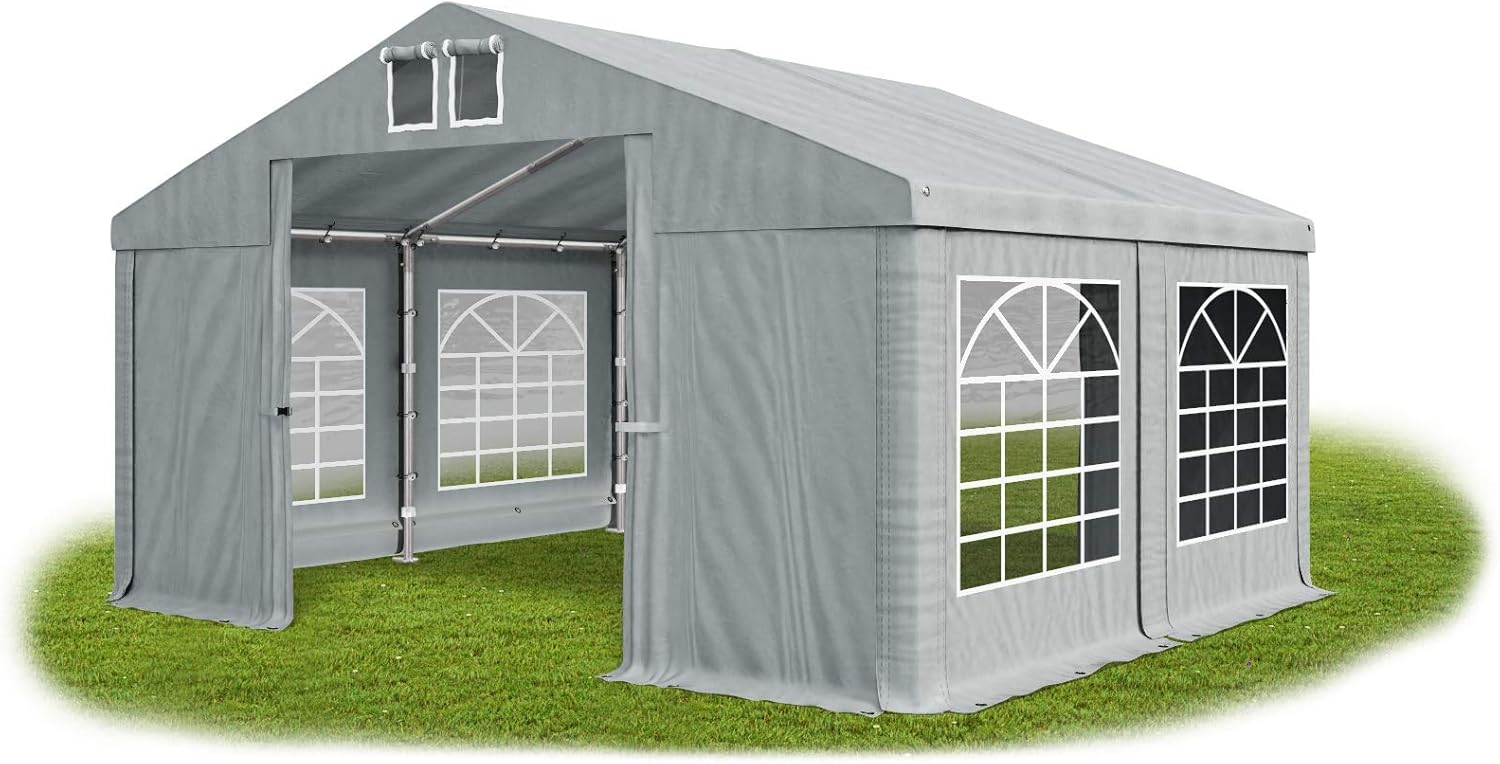 Partyzelt 3x4m wasserdicht grau Zelt 560g/m² PVC Plane Hochwertigeszelt Gartenzelt Summer SD - Faltpavillon, Gartenpavillon, Pavillon, Lagerzelt, Gartenhaus, Zeltgarage, Garagenzelt - Partyzelt