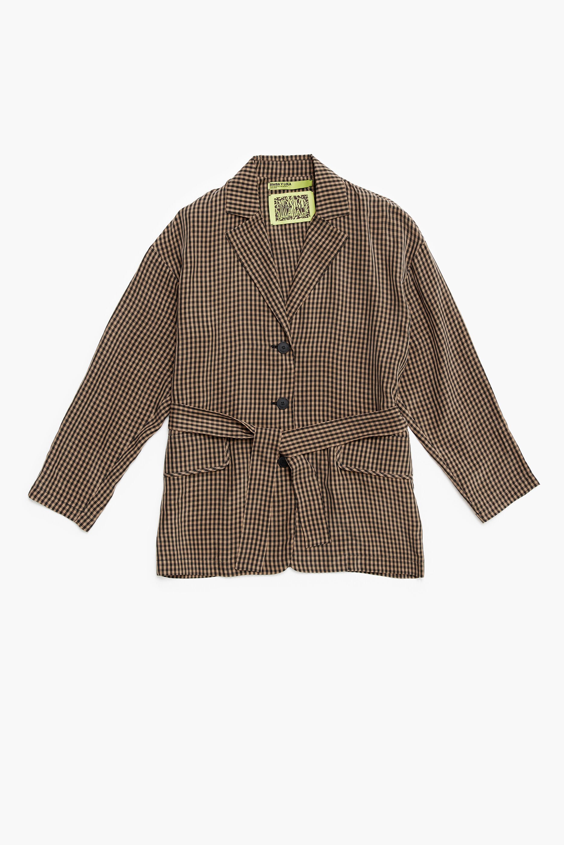 Blazer xadrez marrom oversized