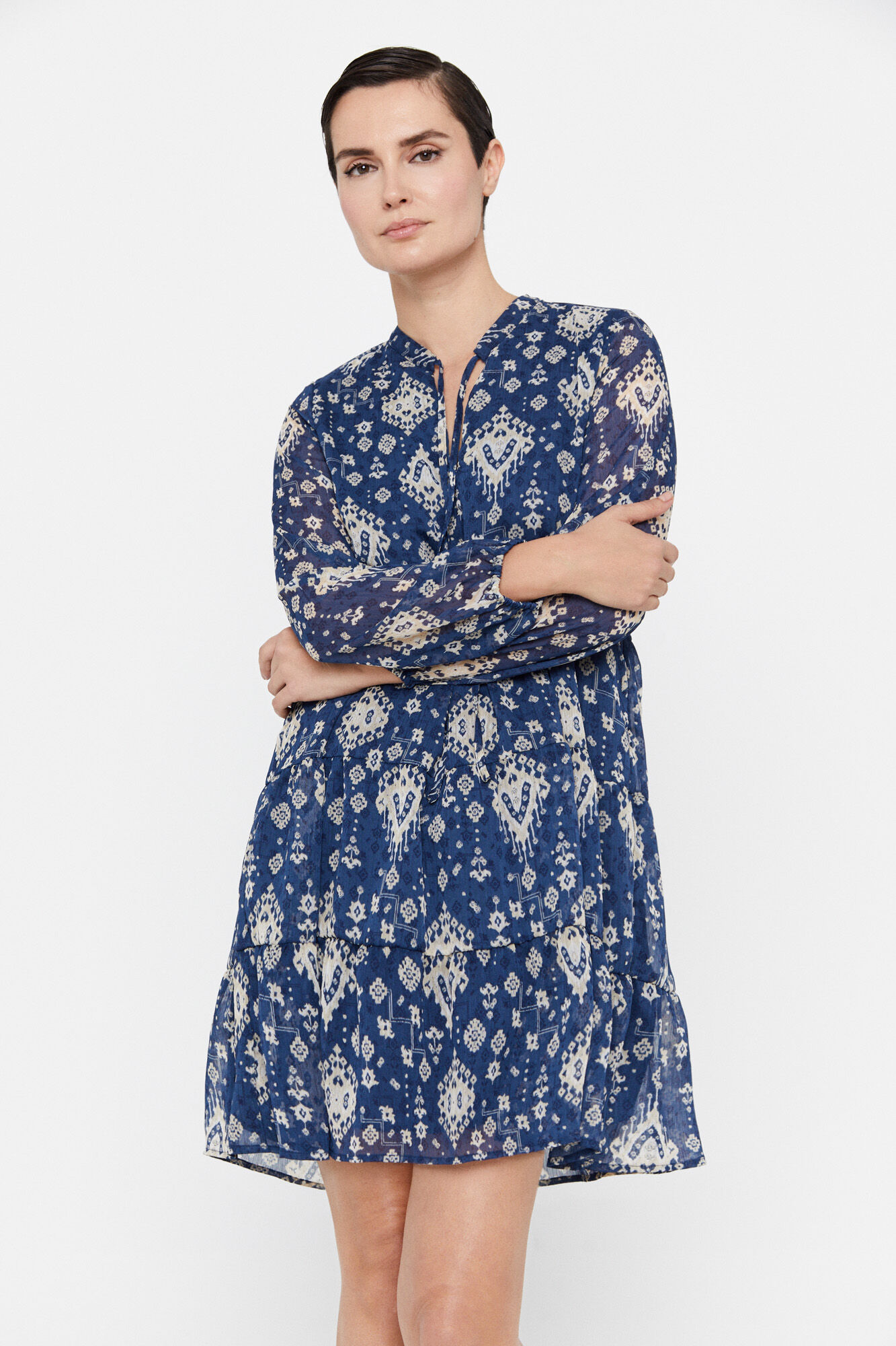 Vestido curto reciclado - Estampa azul