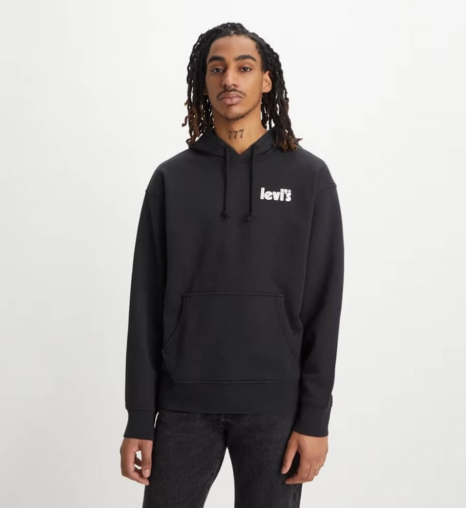 Moletom com capuz Levi's preto, modelagem folgada e estampa.