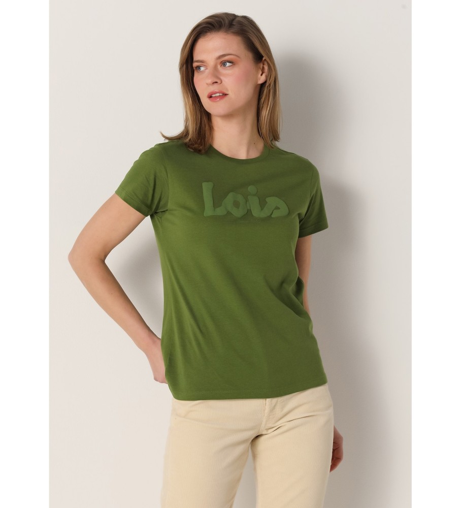 Camiseta Lois Green de manga curta com babados