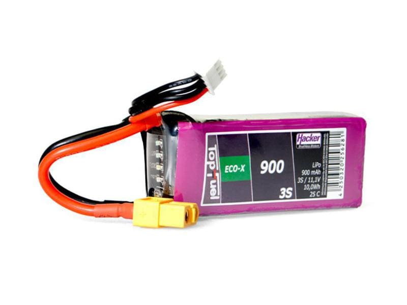 Hacker RC-Akku LiPo 900 mAh 11.1 V 25C TopFuel ECO-X 3S LiPo-Akku für Flugmodelle