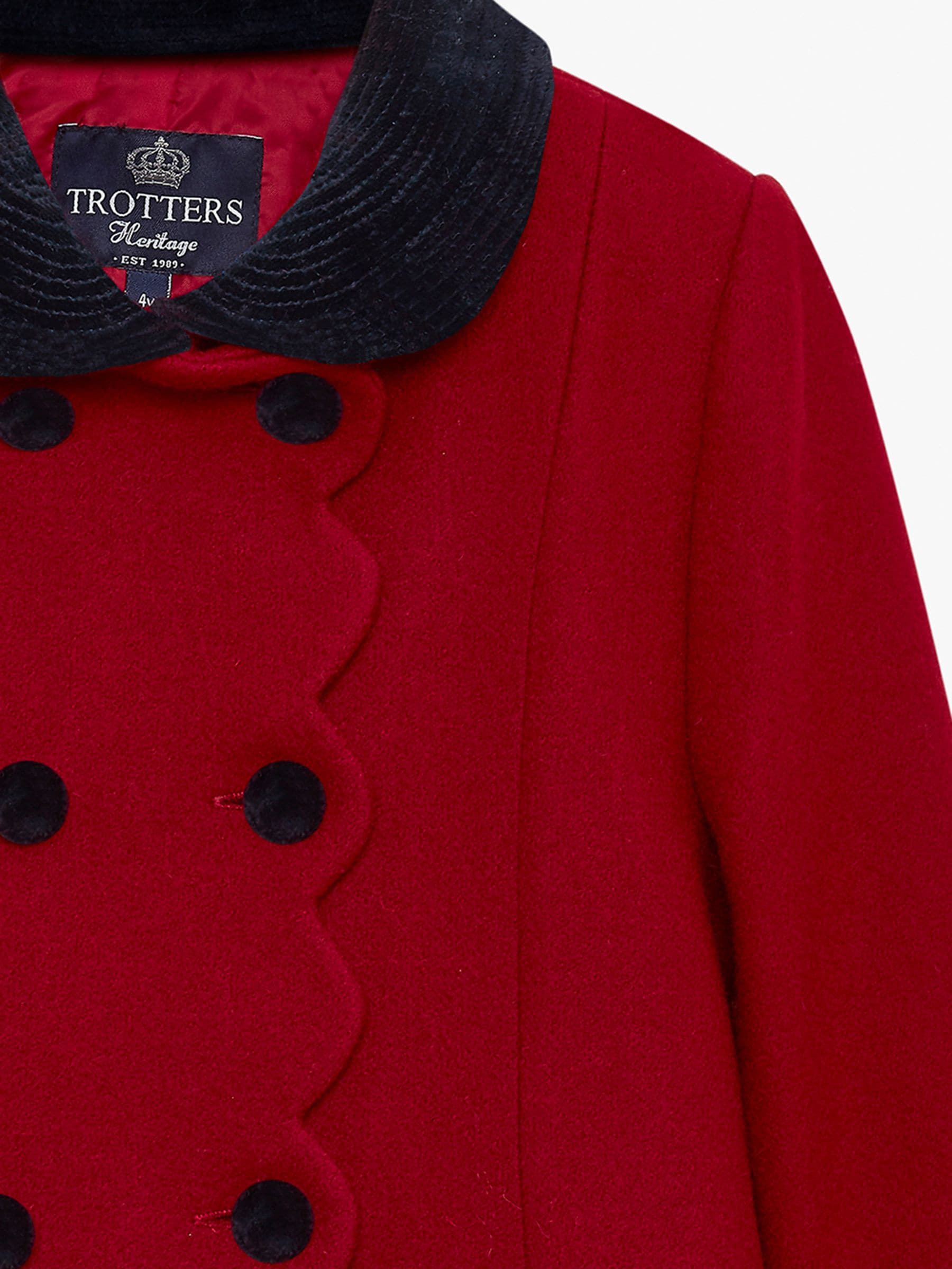 Trotters London - Rode wollen jas met geschulpte rand
