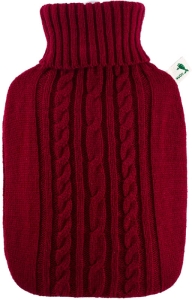Frosch Wärmflasche PVC 1.8l Strickbezug rot