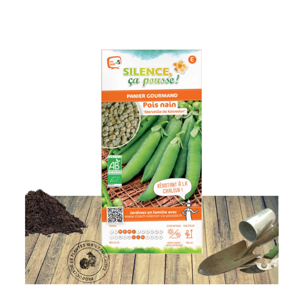 Graines de pois nain grain ridé merveille de kelvedon ab/pisum sativum nain grain ridé merveille de kelvedon[-]sachet de 50 gr.