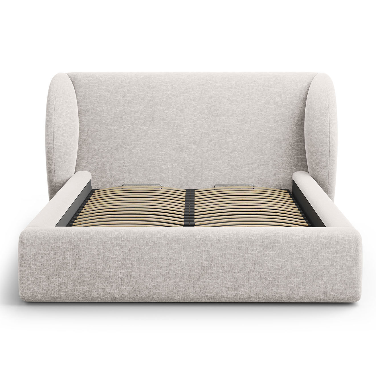 Micadoni Lit Coffre Chenille avec Tête de Lit Miley gris clair - 230x207x100 cm