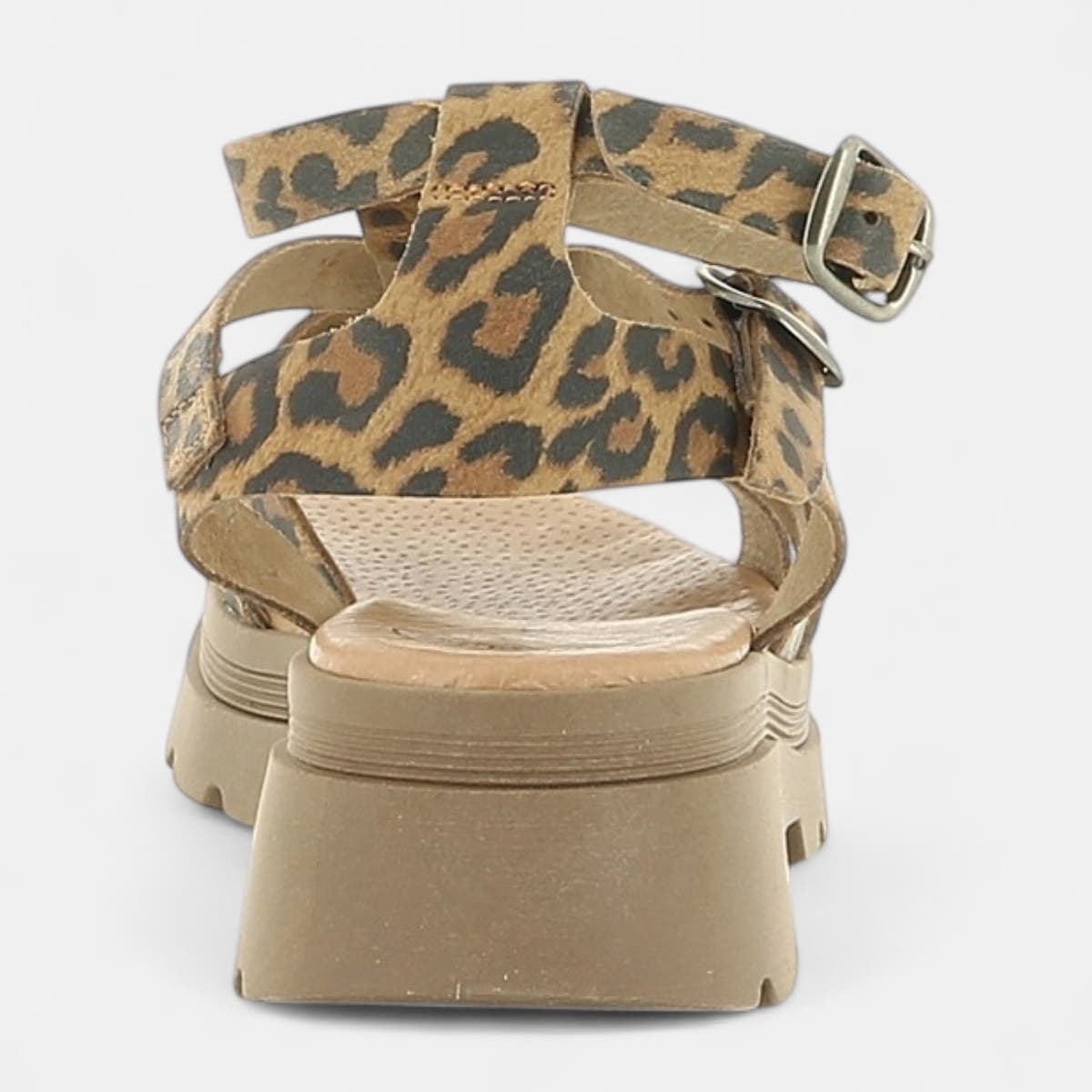 Sandales à talon compensé Femme en cuir camel