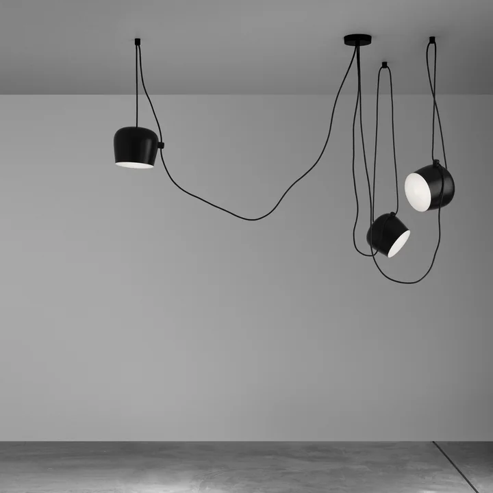 Flos - AIM LED-Pendelleuchten-Set (3 Pendelleuchten   Vielfach-Rosette), schwarz