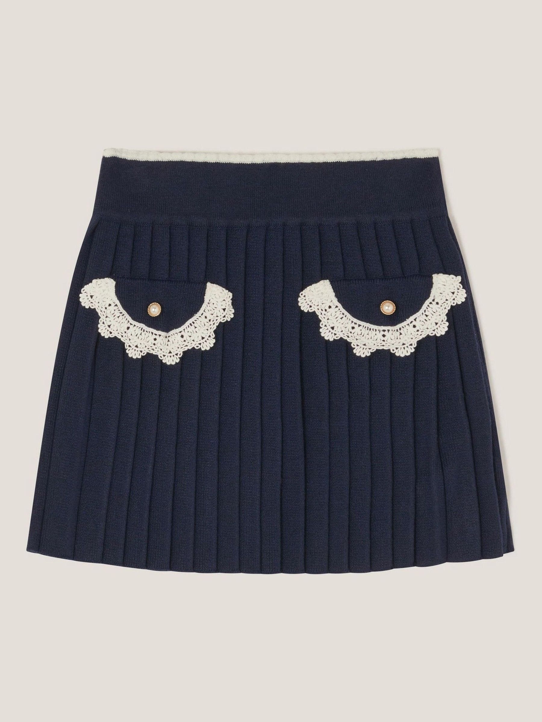 Monsoon Crochet Knit Pleated Skirt
