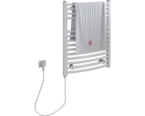 SCHULTE Europa elektrische handdoekwarmer, verwarmingselement links, 50 x 69,5 cm, 300 W, met Schuko-stekker, wit