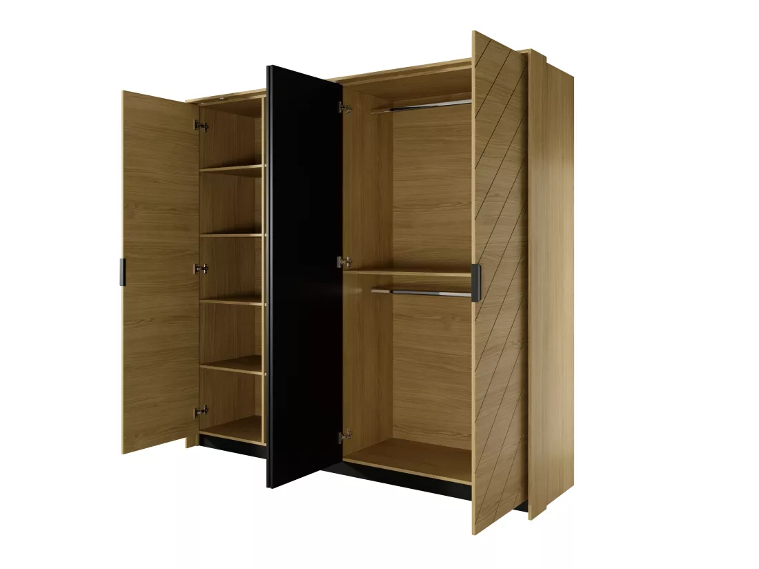 Armoire à portes battantes VERSO LED 224x60x211 Crème & Blanc