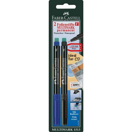 Faber-Castell Marker Multimark permanent, F, schwarz, blau