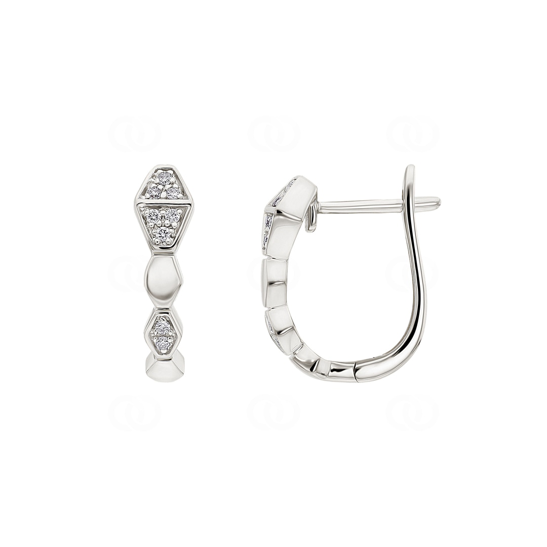 Kreolen 750/18 K Weissgold Schlangen mit Diamanten 0.05 ct H/si