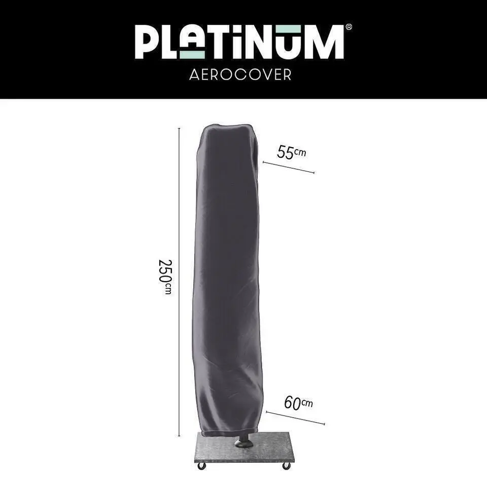 4-Seasons zweefparasol Siesta Premium 3x3 m. - woodlook/charcoal   voet en hoes