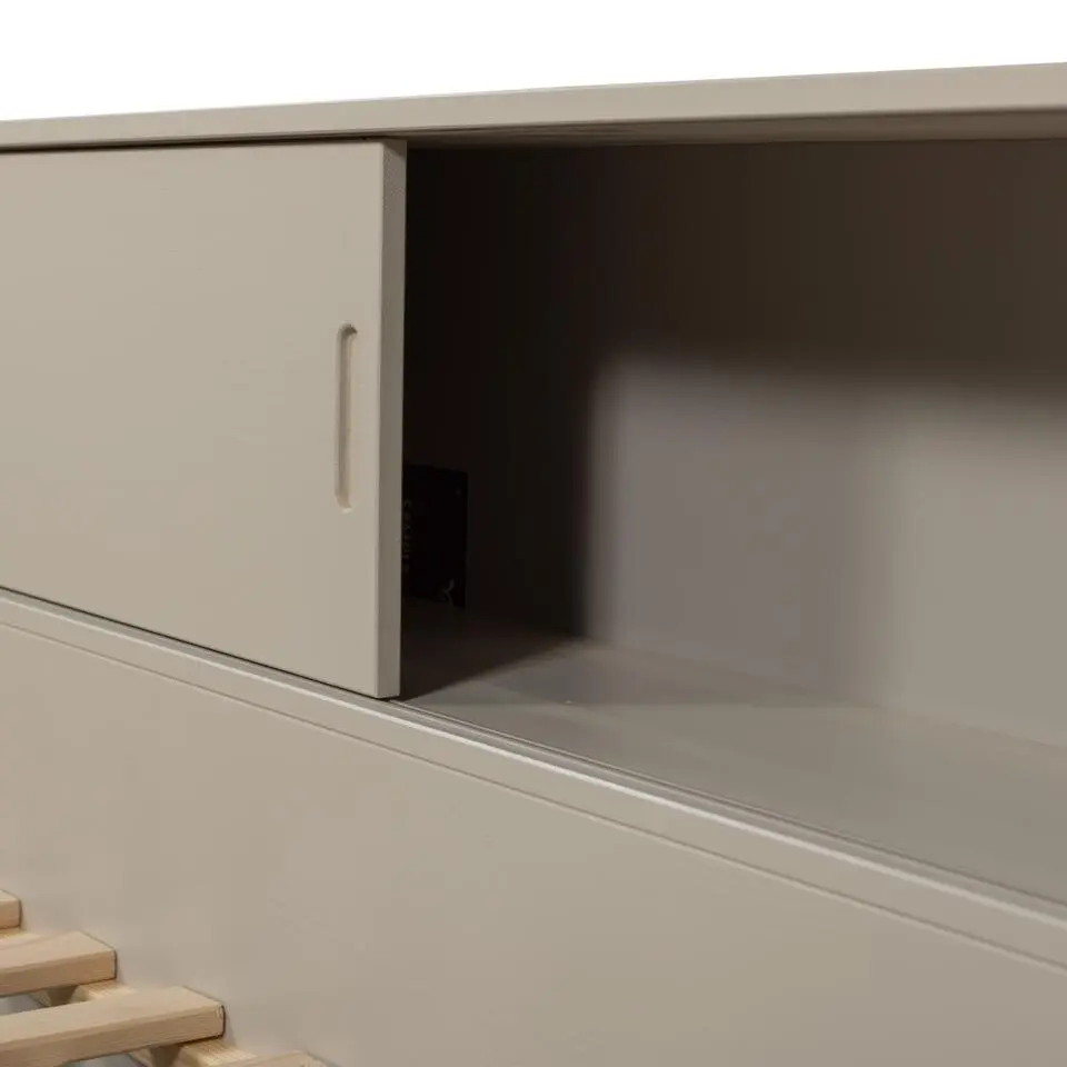 WOOOD Carter Bedbank - Grenenhout - Dust/Beige - 90x200