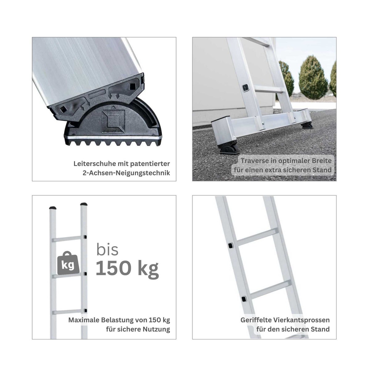 PROREGAL Multifunctionele Ladder, 3-delig met Dwarsbalk, 3 x 7 Sporten