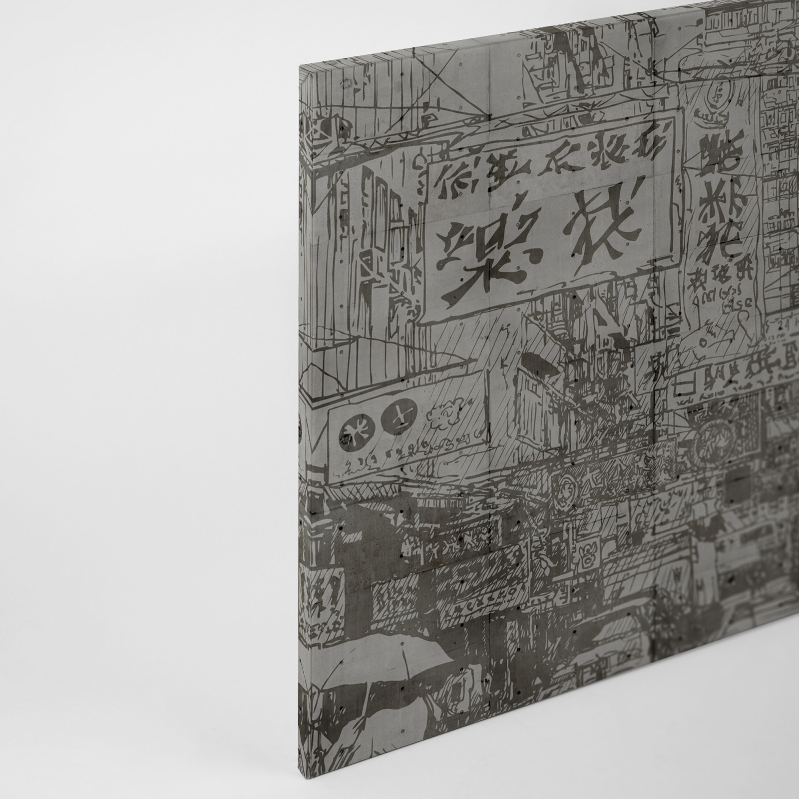 Leinwandbild CHINESE DOWNTOWN - grau - 90x60 cm