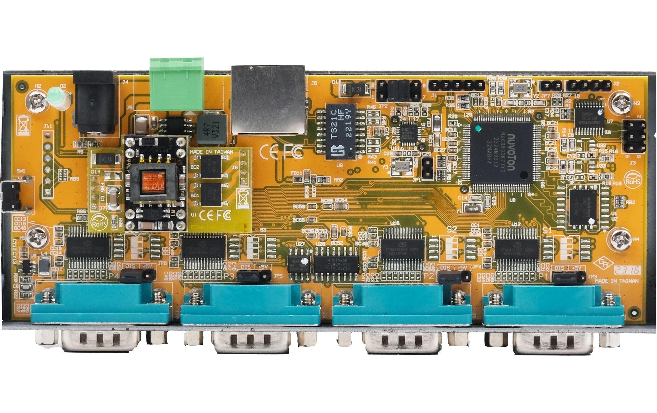 Serieller Geräteserver EX-6114-2PoE 4-Port-RS-232<br>Ethernet PoE zu 4x RS-232 port, inkl. 12V/3A Netzteil