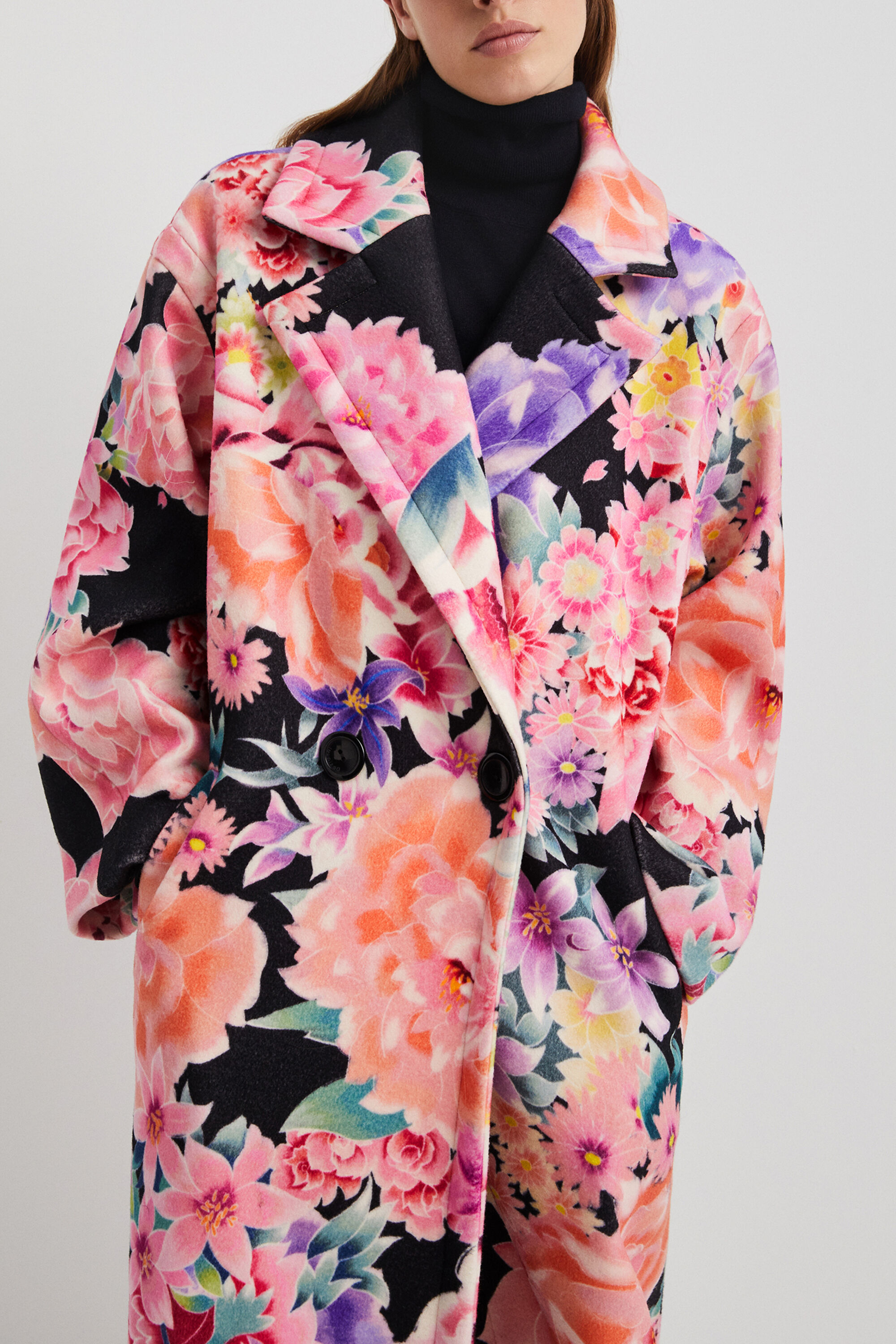 Manteau oversize à fleurs