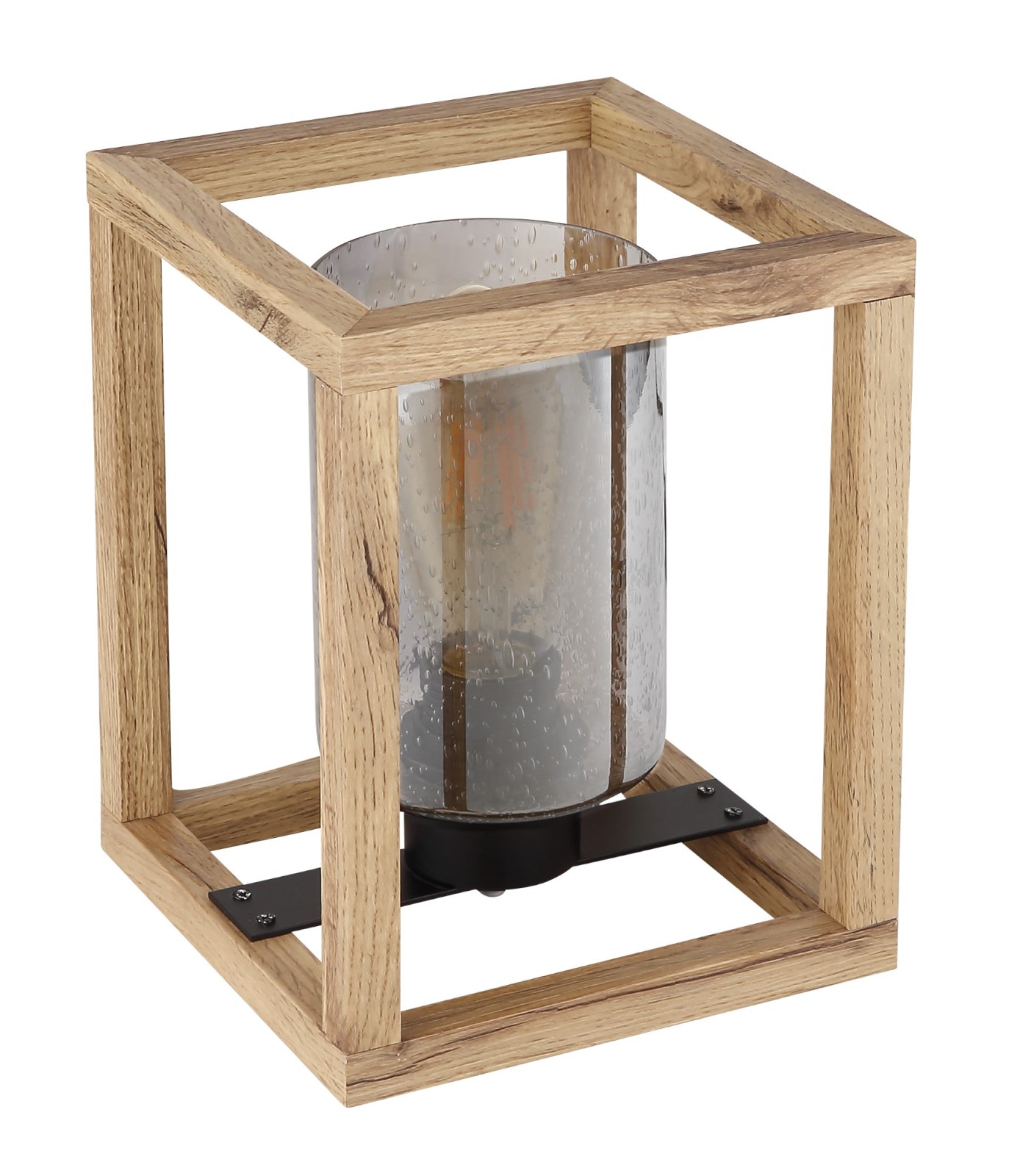 Tischleuchte - holzfarben-rauchfarben - 22 cm hoch