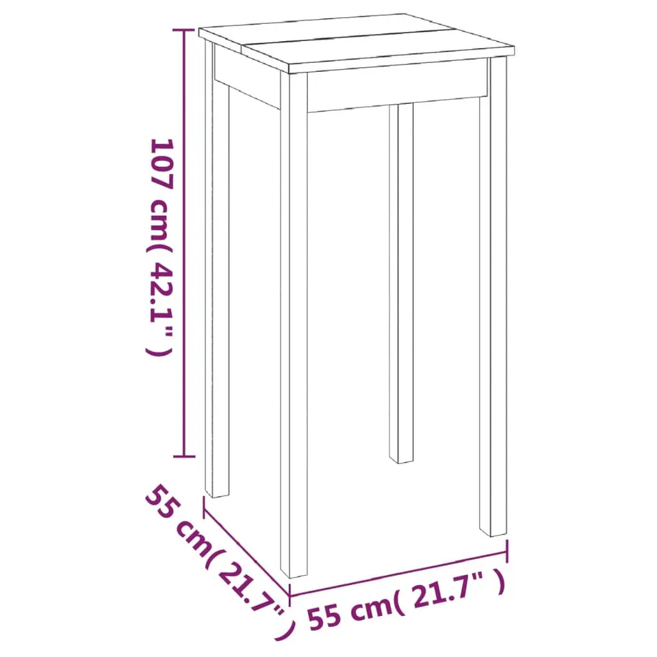 VIDAXL Bartafel 55x55x107 cm MDF zwart