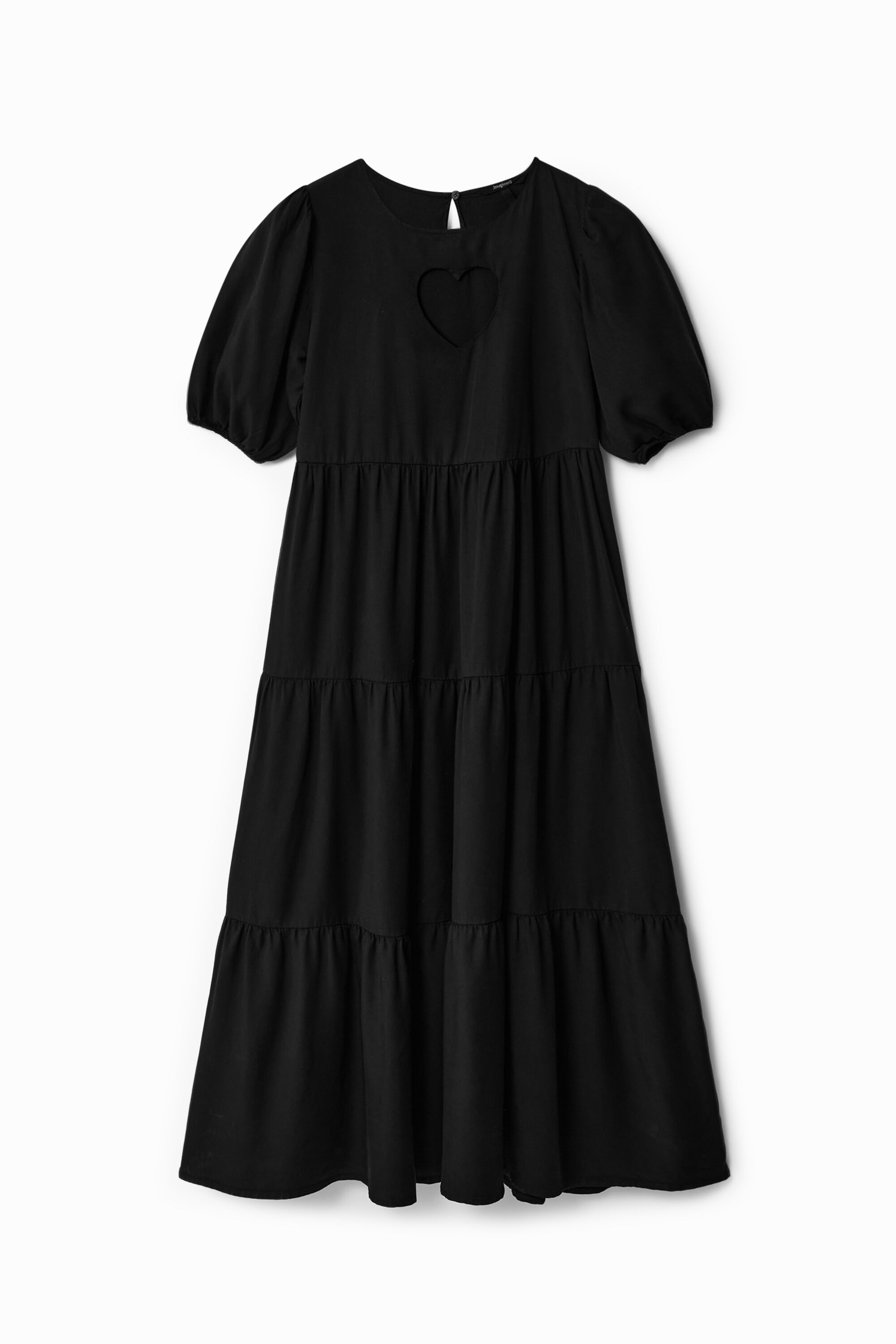Vestido midi com estampa de coração