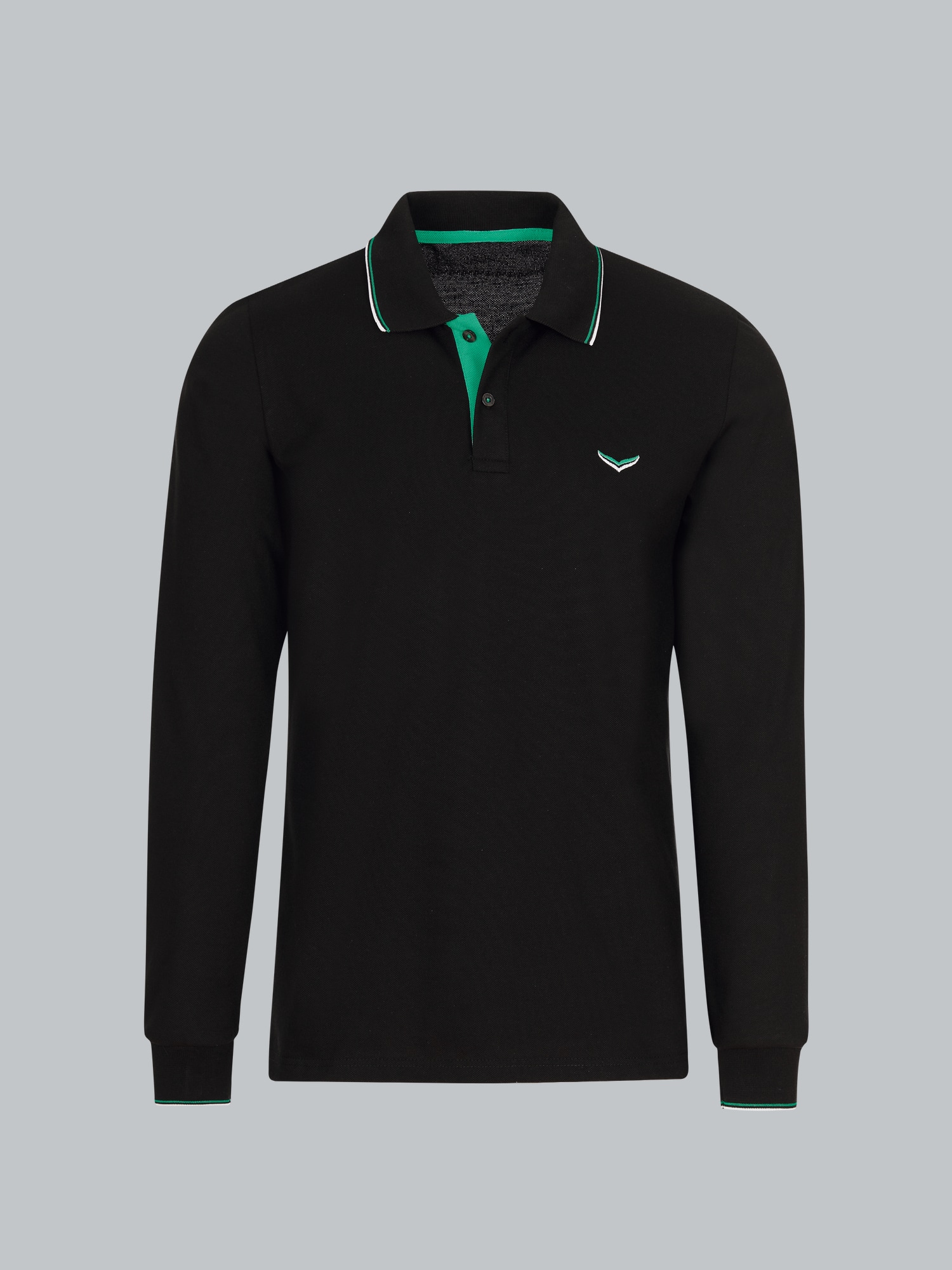 Modisches Poloshirt mit langen Armen Schwarz