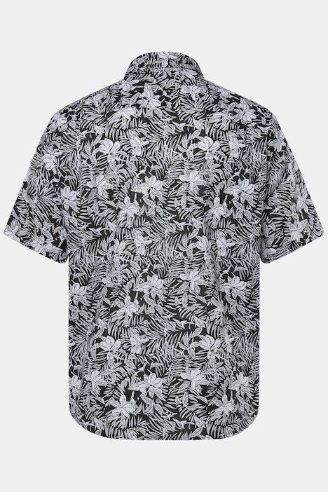 Men+ Leinenmix-Hemd, Bauchfit, Halbarm, Kentkragen, Alloverprint, bis 8 XL