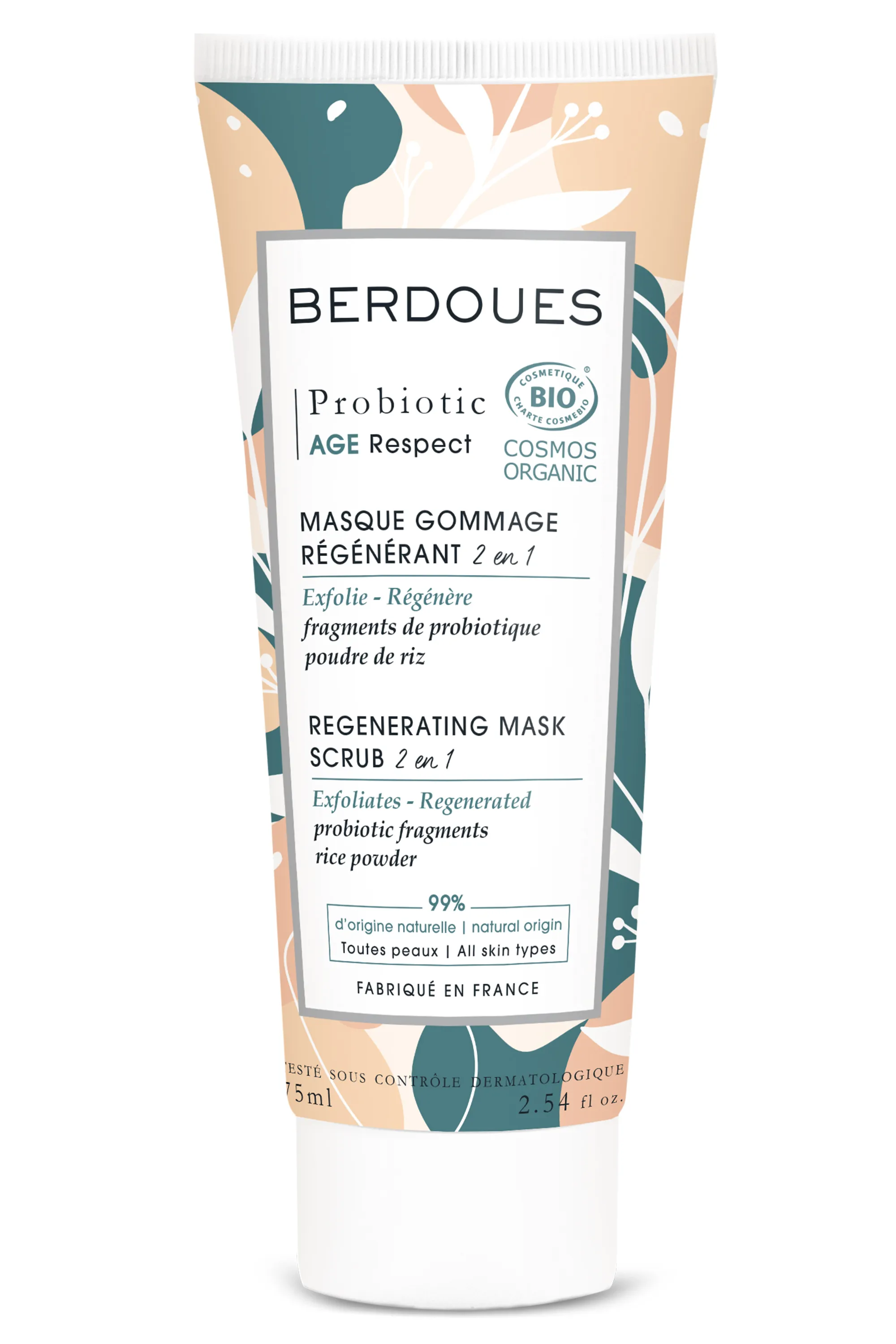 Berdoues Masque gommage régénérant 2 en 1 Probiotic-75 ml