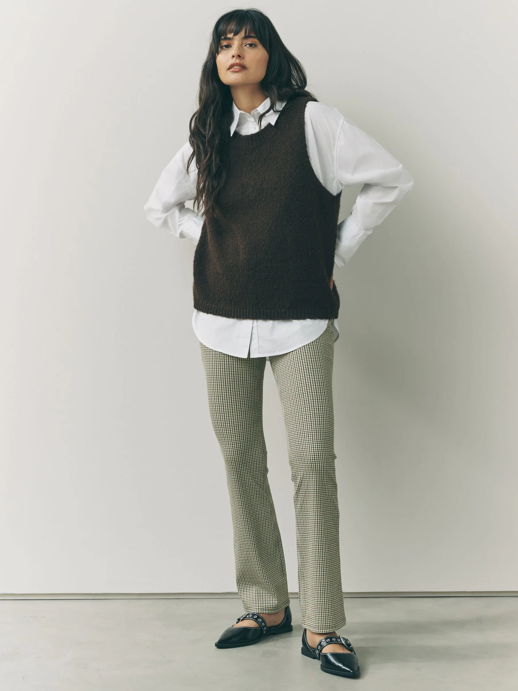 Naturel met pied-de-poule - Check Jersey Bootcut Leggings