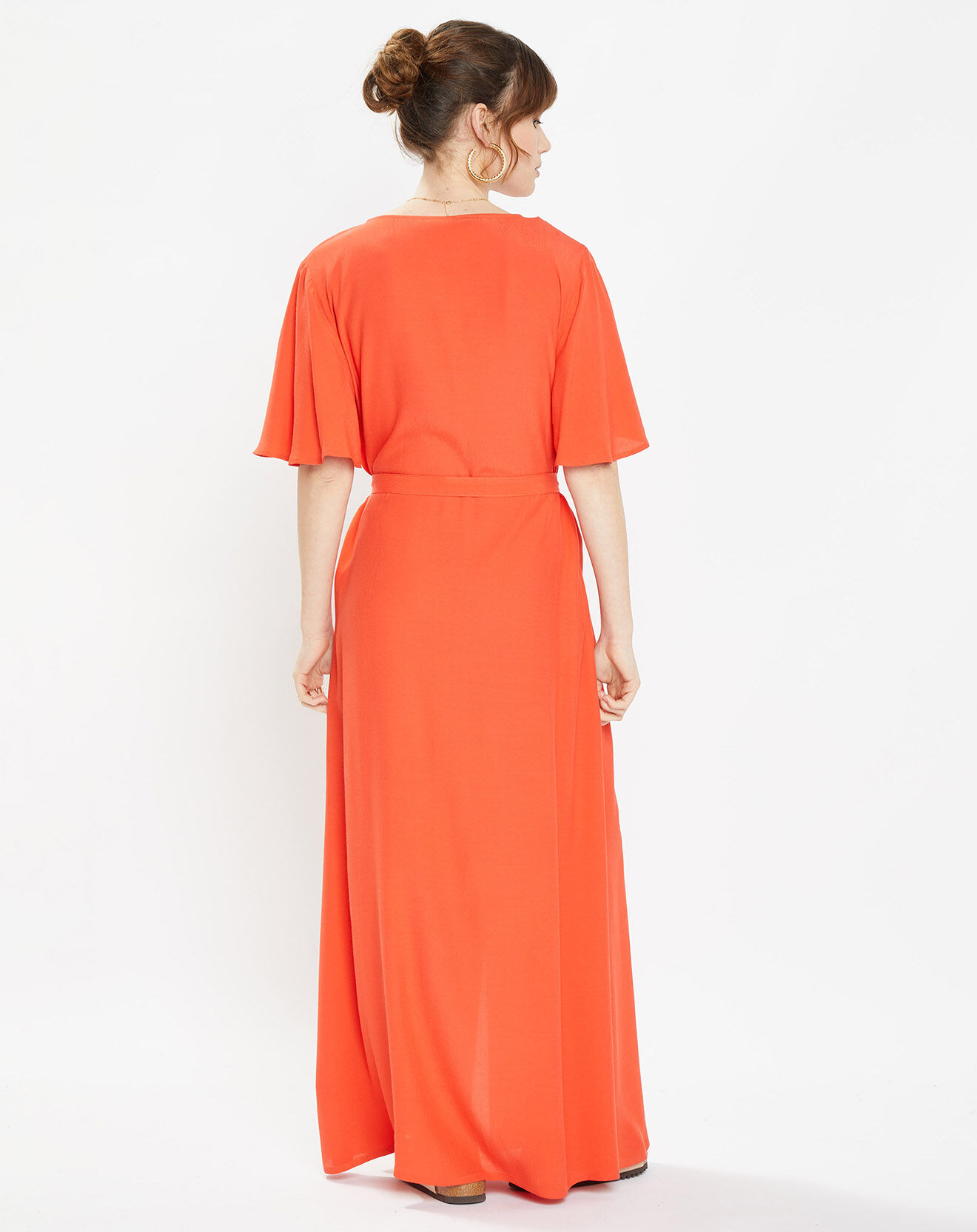 Galeries Lafayette Robe longue Catherine à Col V orange