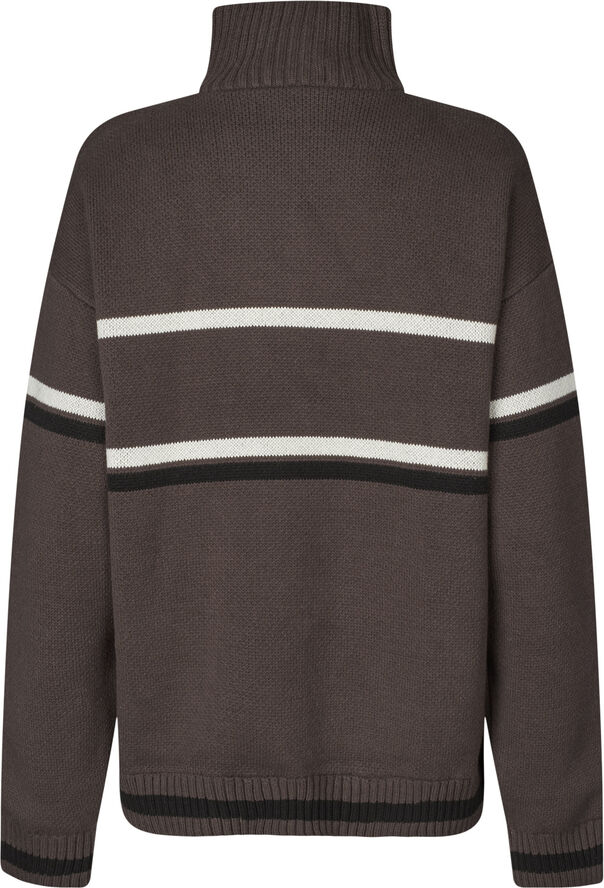 Oval Square Snowy Knit Anorak Cappucino