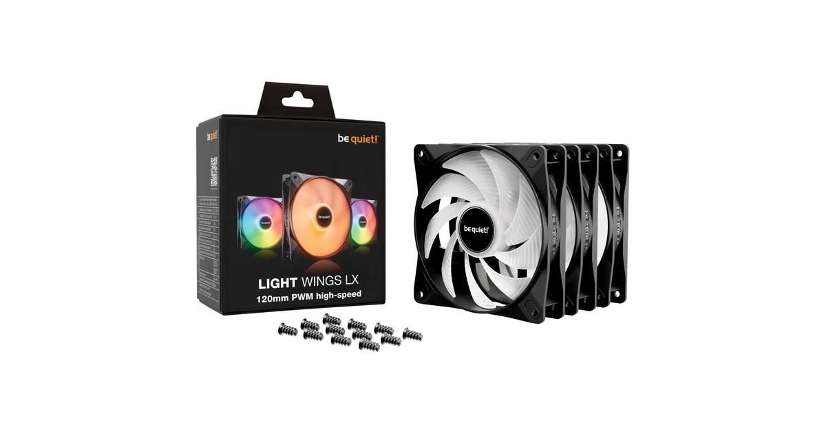 be quiet!Light Wings LX PWM high-speed RGB case fans  (Zwart, 3 stuks, 120 x 120 x 25 mm)