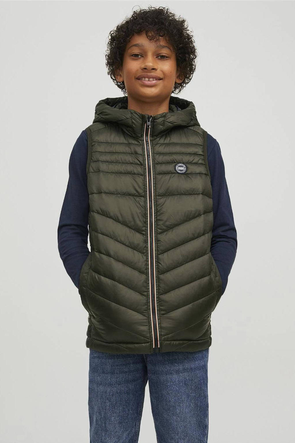 JACK & JONES bodywarmer JJEHERO met logo donkergroen