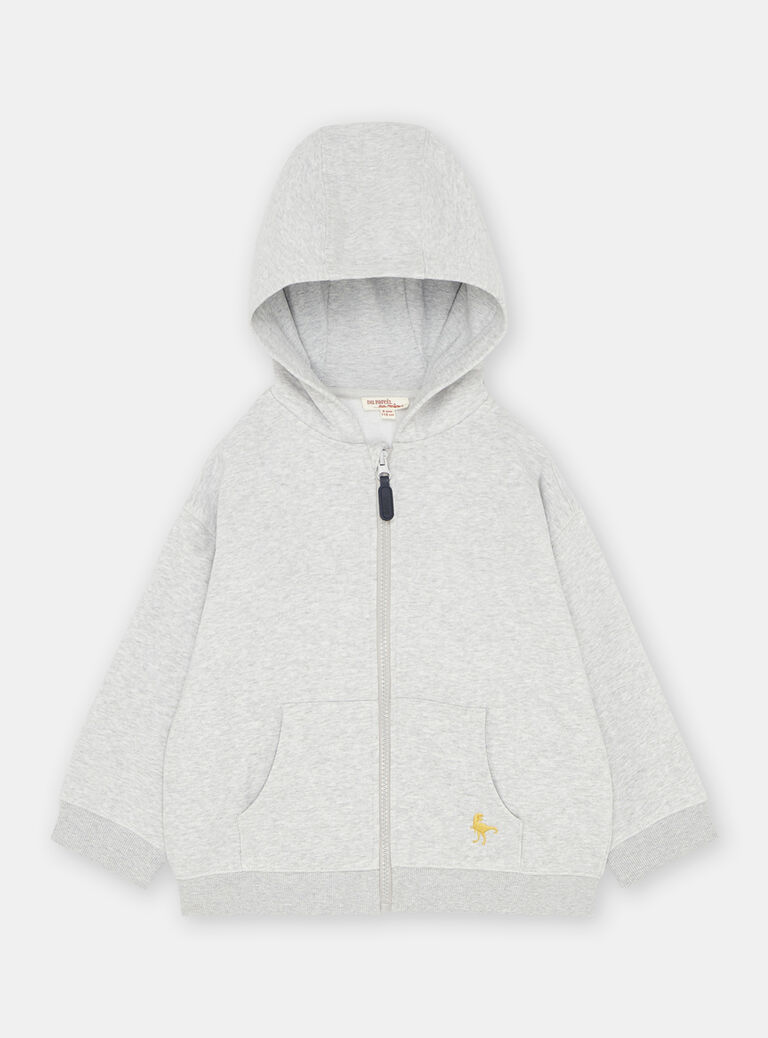 Haut de jogging gris chiné à capuche garçon