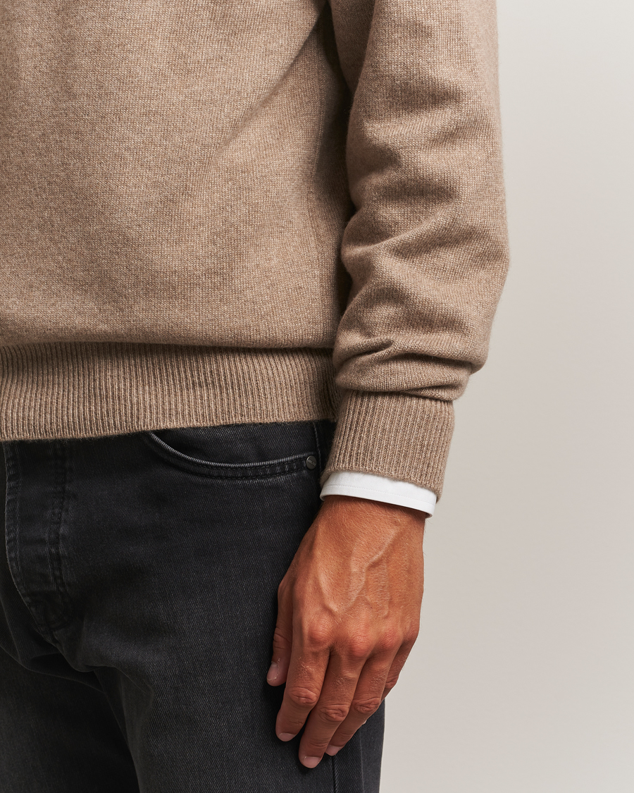 William Lockie Melrose Cashmere Crew Neck Dark Natural