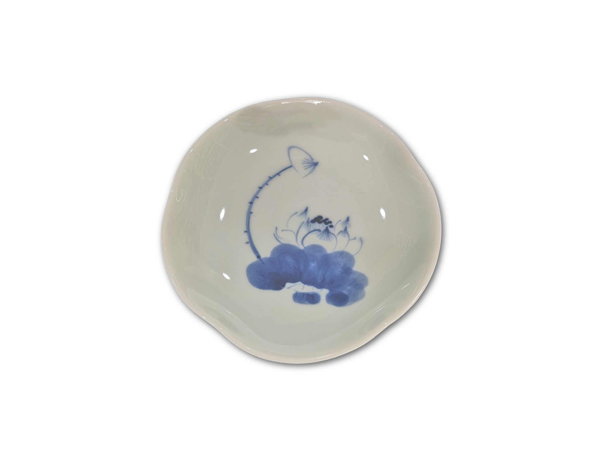 Keramikschale, weiß, blau, Ø 15 cm, H 3 cm von fischer's lagerhaus