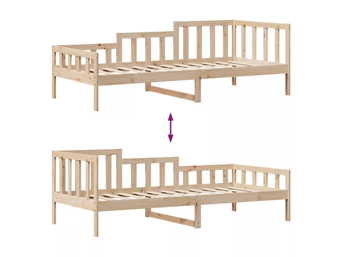 Lit de jour avec tiroirs sans matelas 80x200 cm bois massif