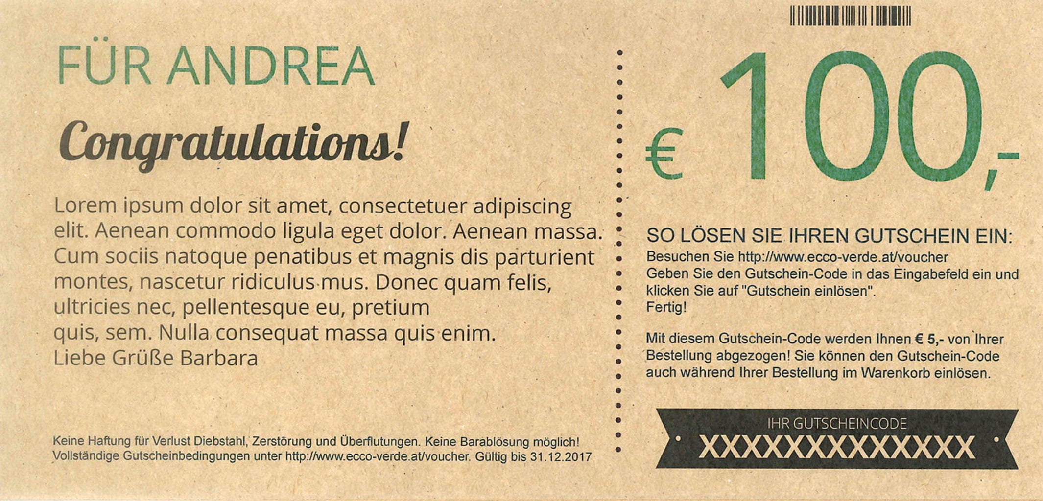 Ecco Verde  Nicest Wishes! - Geschenk-Gutschein, 