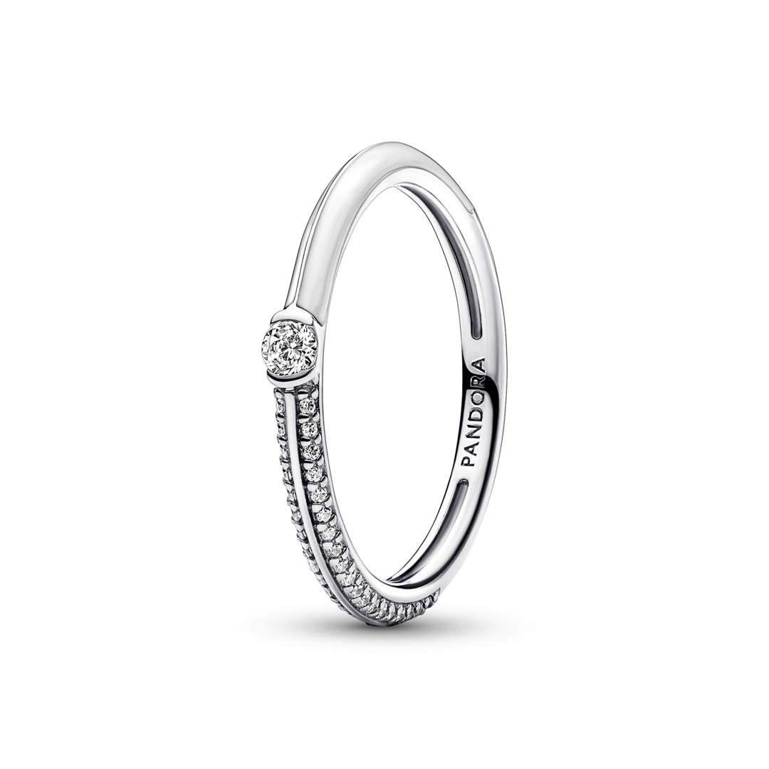 Pandora ME Pavé & Weisser Doppelring 925 Silber