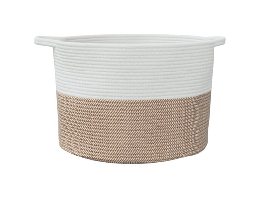 VIDAXL - Panier à linge marron et blanc ø55x36 cm coton
