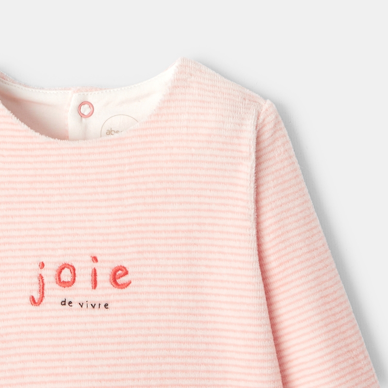 Dors-bien en velours rayé rose naissance Absorba