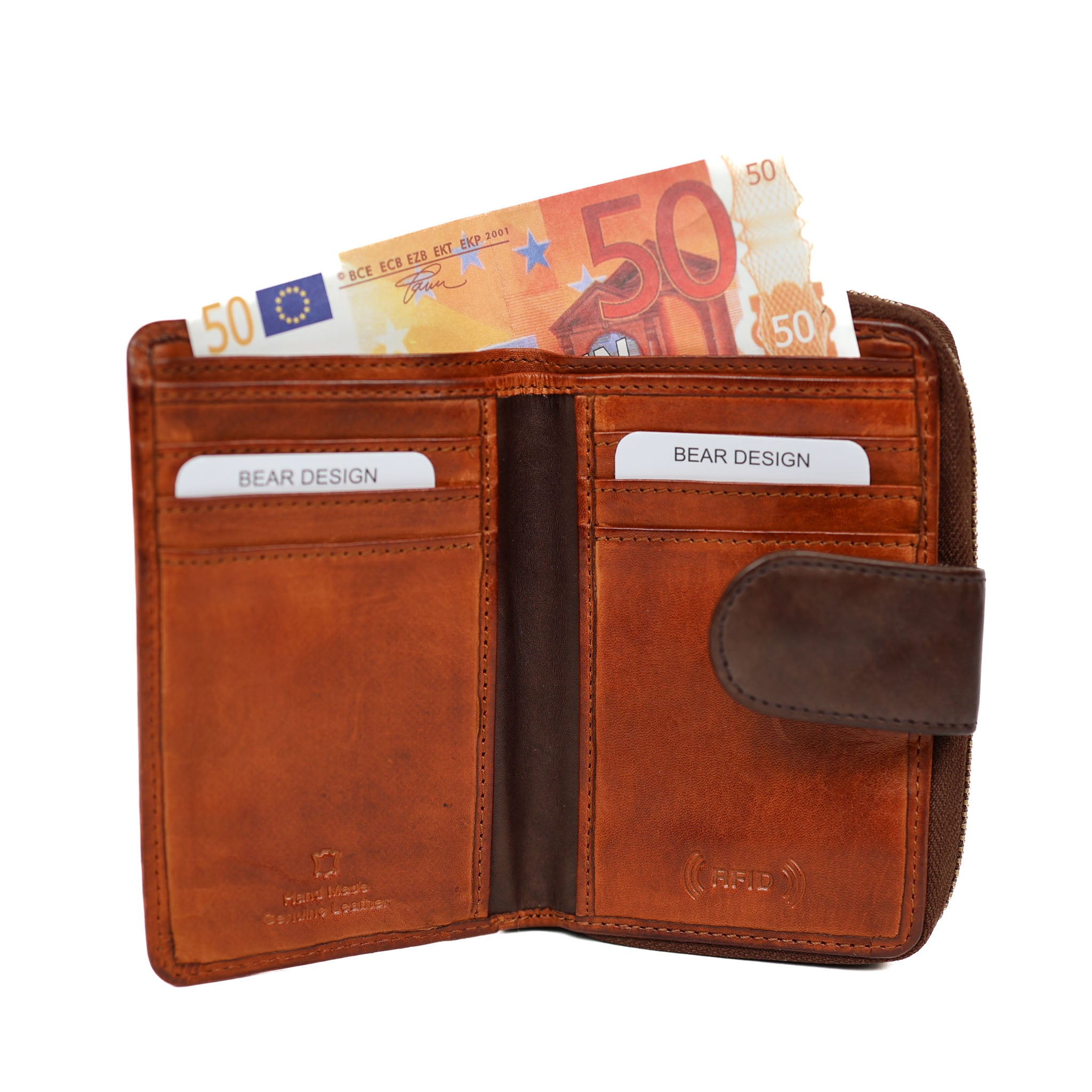 Ritsportemonnee 'Loet' cognac/bruin